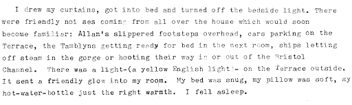 Typewritten pages recalling the manuscript Dominique prepared before her death